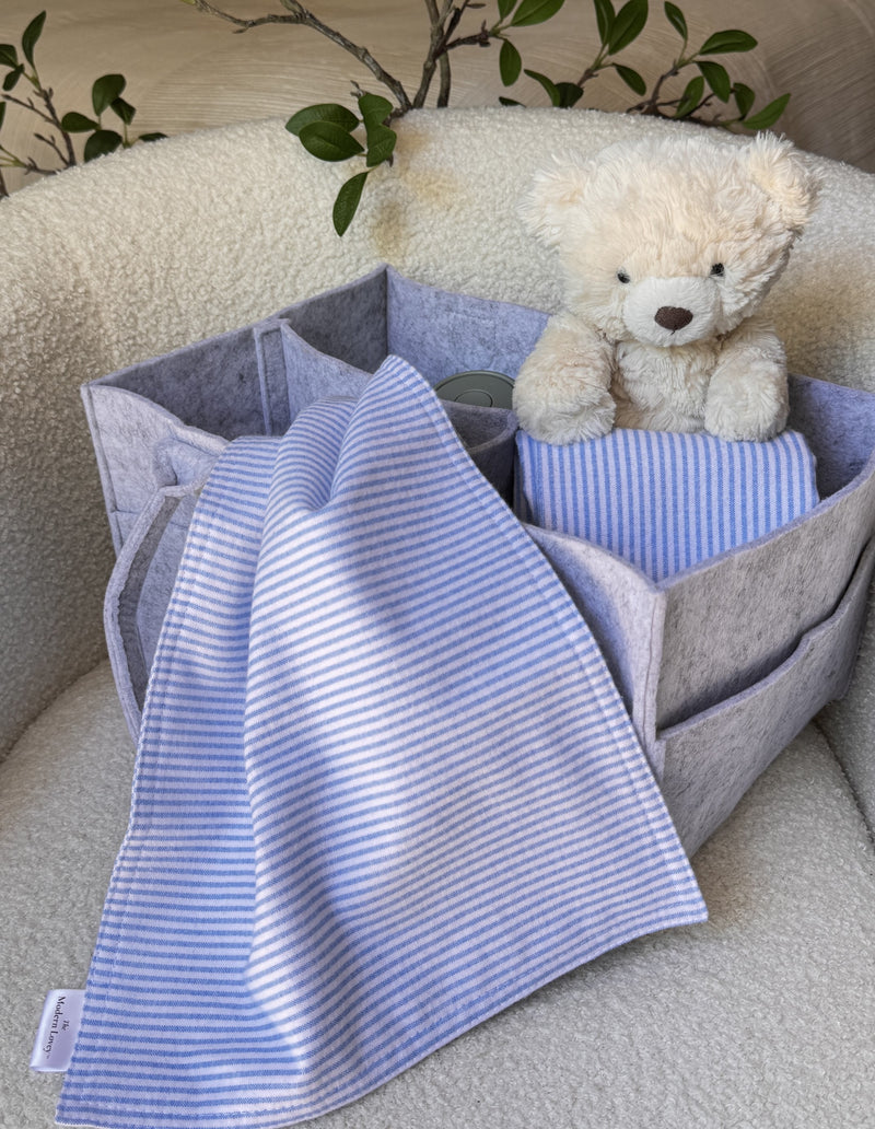 blue pinstripe burp cloth cotton flannel